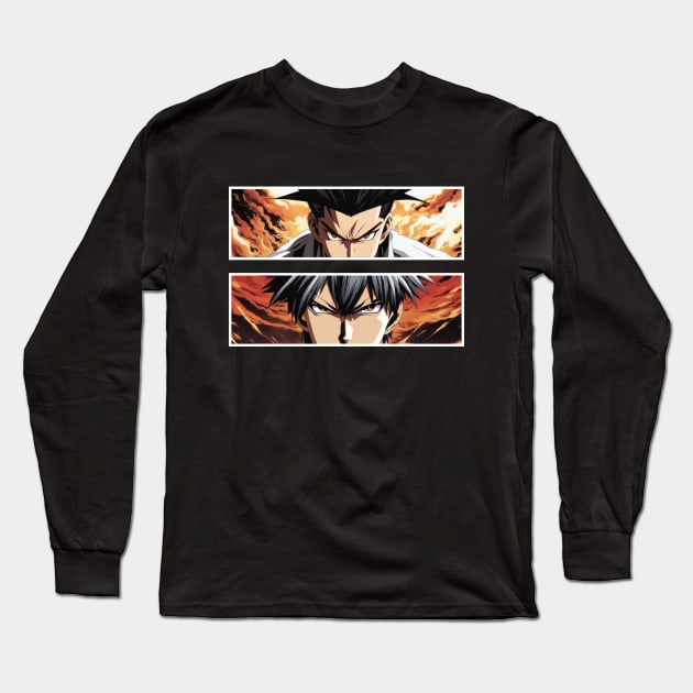 Anime Deadliest Battle Anime Eyes Long Sleeve T-Shirt by AnimeVision